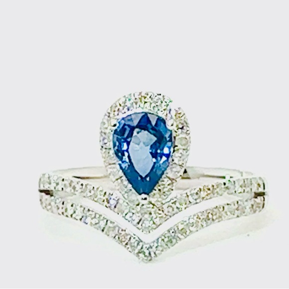 Cubic Zirconia Sapphire Sterling Silver Ring - Picture 7 of 14